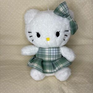Hello Kitty Green Blue Tartan Print Dress Bow Plush